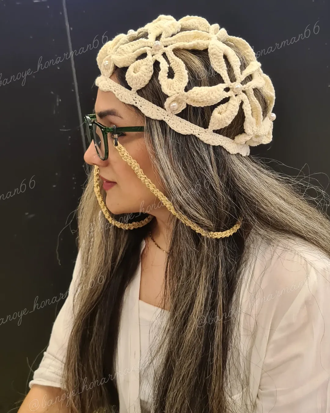 کلاه طرح گل بافته شده کتان ترک